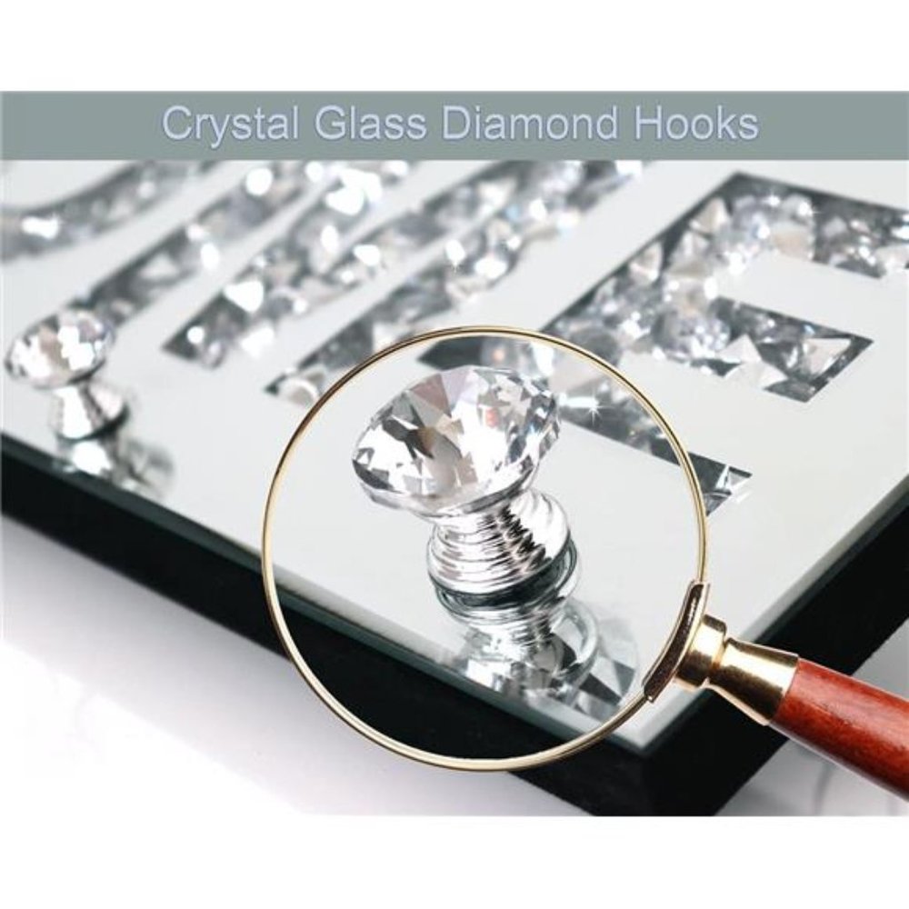 Crush Diamond Mirrored Home Letter Plaque Sign for Wall Decor,Crystal Clear Hook - Picture 2 of 6